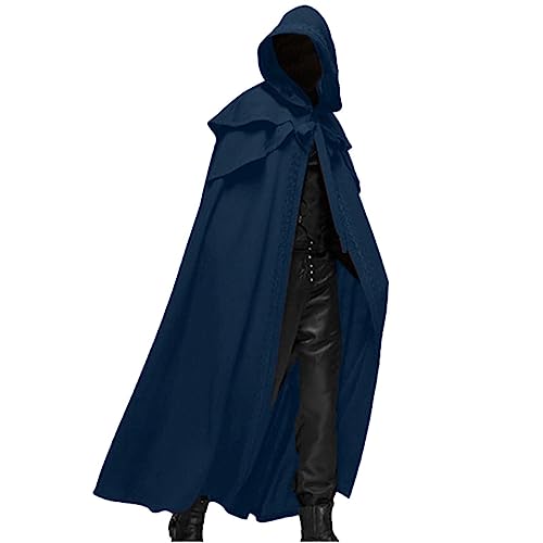 WANGTIANXUE Herren Mittelalter Umhang Rot Halloween Umhang mit Kapuze Faschingskostüme Männer Cape Erwachsene Kapuzenumhang für Renaissance Halloween Karneval Cosplay Kostüm