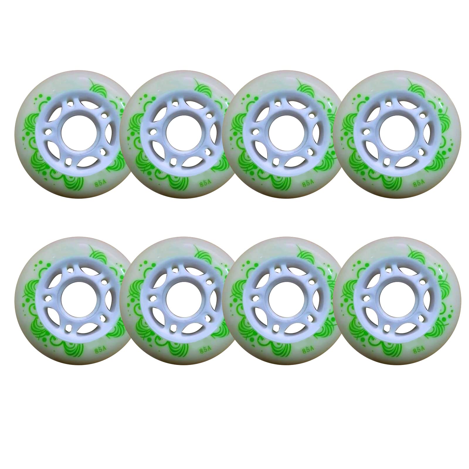 BFVAKBKYT Rollschuh-Räder, Ersatz-Skate-Rollen, Skateboard-Rollen, 8er-Set, Inline-Rollschuh-Rollen for den Innenbereich, 80 mm(Green)