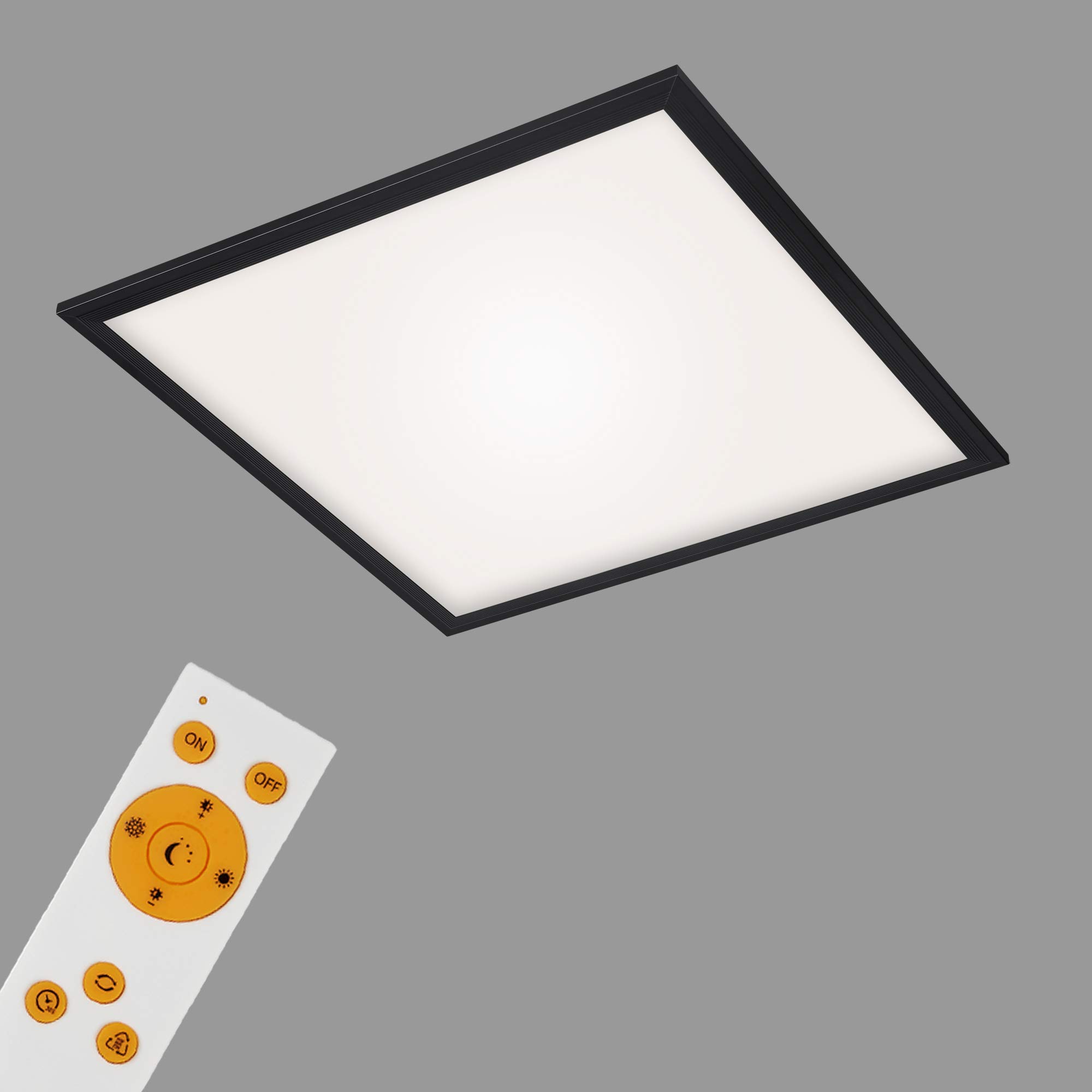 Briloner Leuchten - LED Panel, Deckenleuchte dimmbar, Deckenlampe inkl. Fernbedienung, inkl. Farbtemperatursteuerung, 24 Watt, 2400 Lumen, Weiß-Schwarz, 44,5x44,5 cm, 7179-015