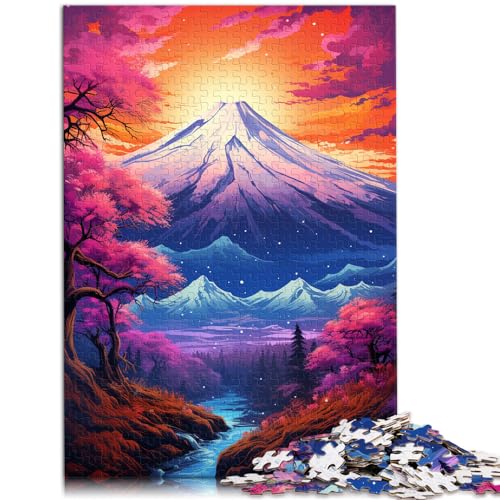 Puzzles „Die farbenfrohe Psychedelie des Fuji“ - 1000-teiliges Holzpuzzle eignet ganze Familie und die 1000 Teile (50 x 75 cm)