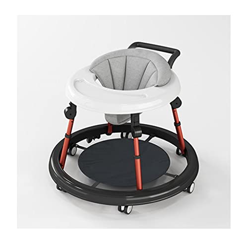 Lauflernhilfe Für Babys Einstellbar Und Faltbar， Mit 6 Universalrädern, Stumm Anti-Rollover Lauflernhilfe, Verstellbarer, Gepolsterter Sitz Mit Hoher Rückenlehne (Color : Black)