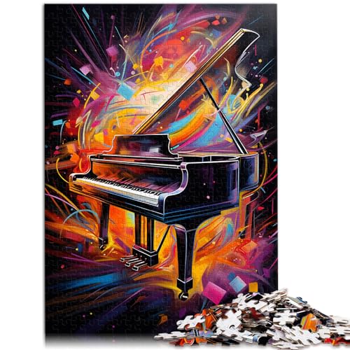 Puzzle für Klavier, bunt, für Erwachsene, 1000-teiliges Puzzle, Holzpuzzle, Familienspiel, Stressabbau, schwieriges Herausforderungspuzzle, 1000 Teile (50 x 75 cm)