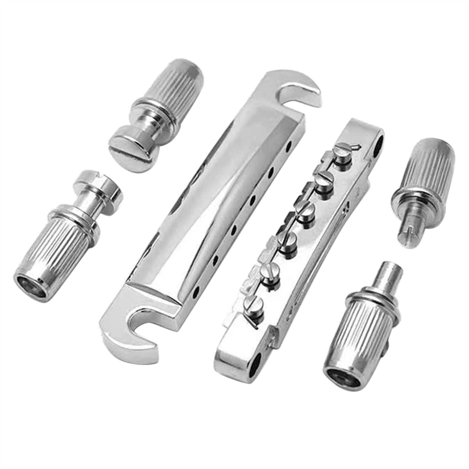 E-Gitarrenbrücke Und Rückenstück Set E-Gitarre Ersatzteile Bridge Saintpiece Bridge Für Gitarre Gitarrebrücke(Silver)