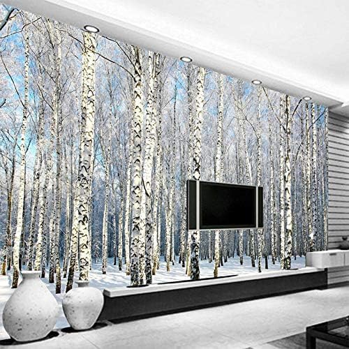 XLMING Seidenbirkenwald Schneelandschaft 3D Tapeten Home Esszimmer Sofa Schlafzimmer Wohnzimmer TV Hintergrund-150cm×105cm