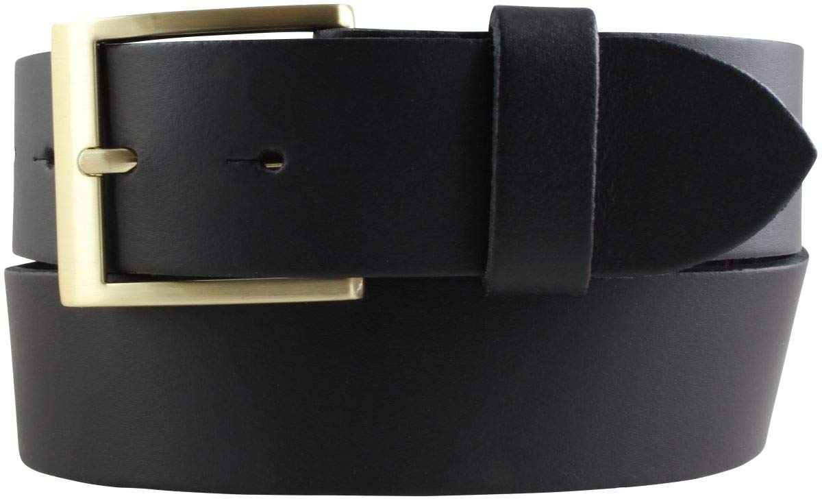 BELTINGER Gürtel mit goldener Gürtelschnalle 4 cm | Jeans-Gürtel goldfarben 40mm | Spaltleder-Gürtel in 4cm | Schwarz 95cm