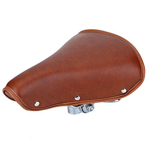 Fahrradsattel, Universal Komfortable Brown Nieten Fahrradsitz Durable PU Leder Frühling Fahrradsitz