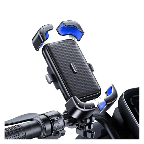 Handyhalterung Motorrad Telefonhalter 360°-Ansicht Universeller -Telefonhalter Für 4,7-7,2-Zoll-Mobiltelefonständer Stoßfester Halterungsclip Handyhalter Fahrrad(S1 Blue1)