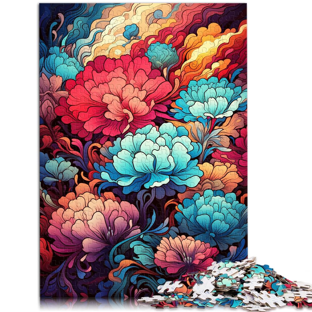 Spielzeug-Puzzle, farbenfrohes Gemälde, wunderschönes Blumenmeer, 1000 Teile, Puzzle für Erwachsene, Holzpuzzle mit passendem Poster und Wissensblatt, 1000 Teile (50 x 75 cm)