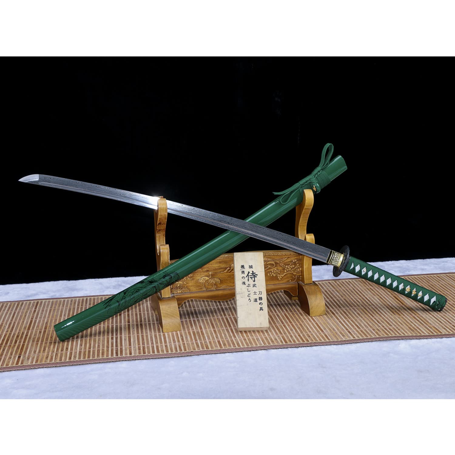 LQSMX sword Hochleistungs Samurai Schwert scharf Schwerter echte Waffen Handgeschmiedeter Damaskus Stahl (Karierter Stahl)