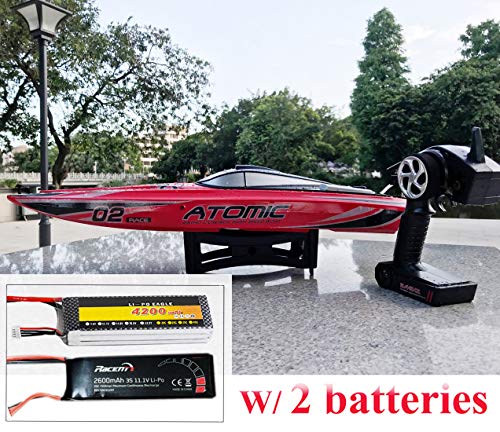 SOWOFA S011 27,5-Zoll-Fernbedienung Boat Speedboat Racing RC Boot für Hobby Erwachsene Jungen 65 KM/H Brushless Motor Ausgezeichnete Funktionen w / 2 Lipo-Batterien (4200 mAh & 2600 mAh)