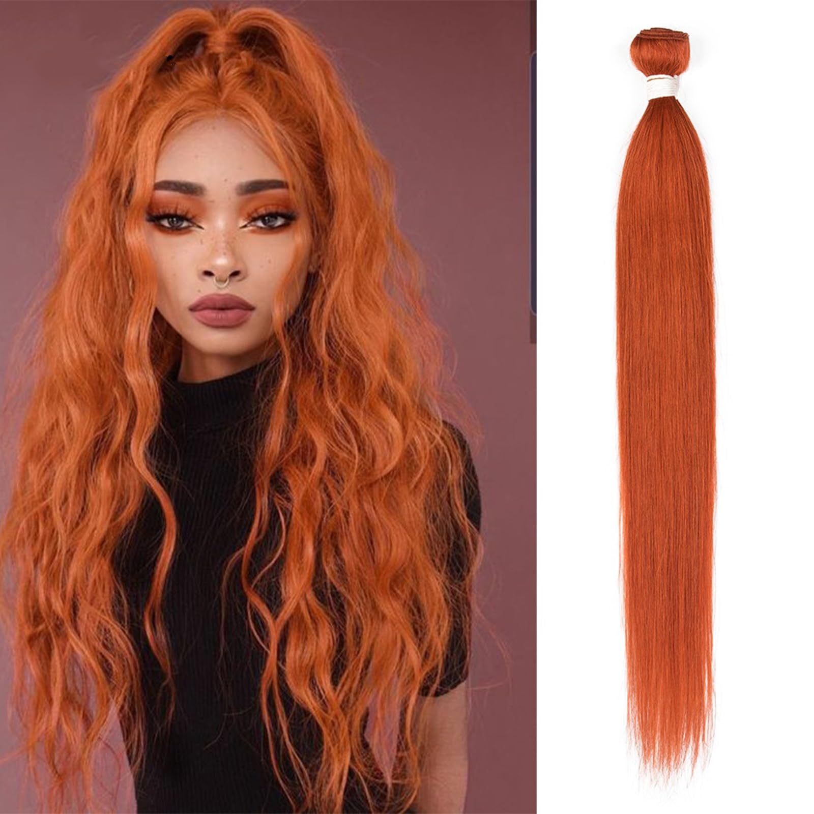 Human Hair Bundles 8/30 Zoll Menschliches Haar Bundles Ingwer Orange Gerade Bundles Brasilianische Haar Extensions 3 Bundles Gerade Bundles human hair weave (Size : 30 Inch)