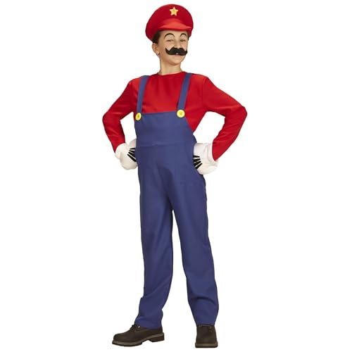 "SUPER PLUMBER" (overalls, shirt, hat) - (158 cm / 11-13 Years)