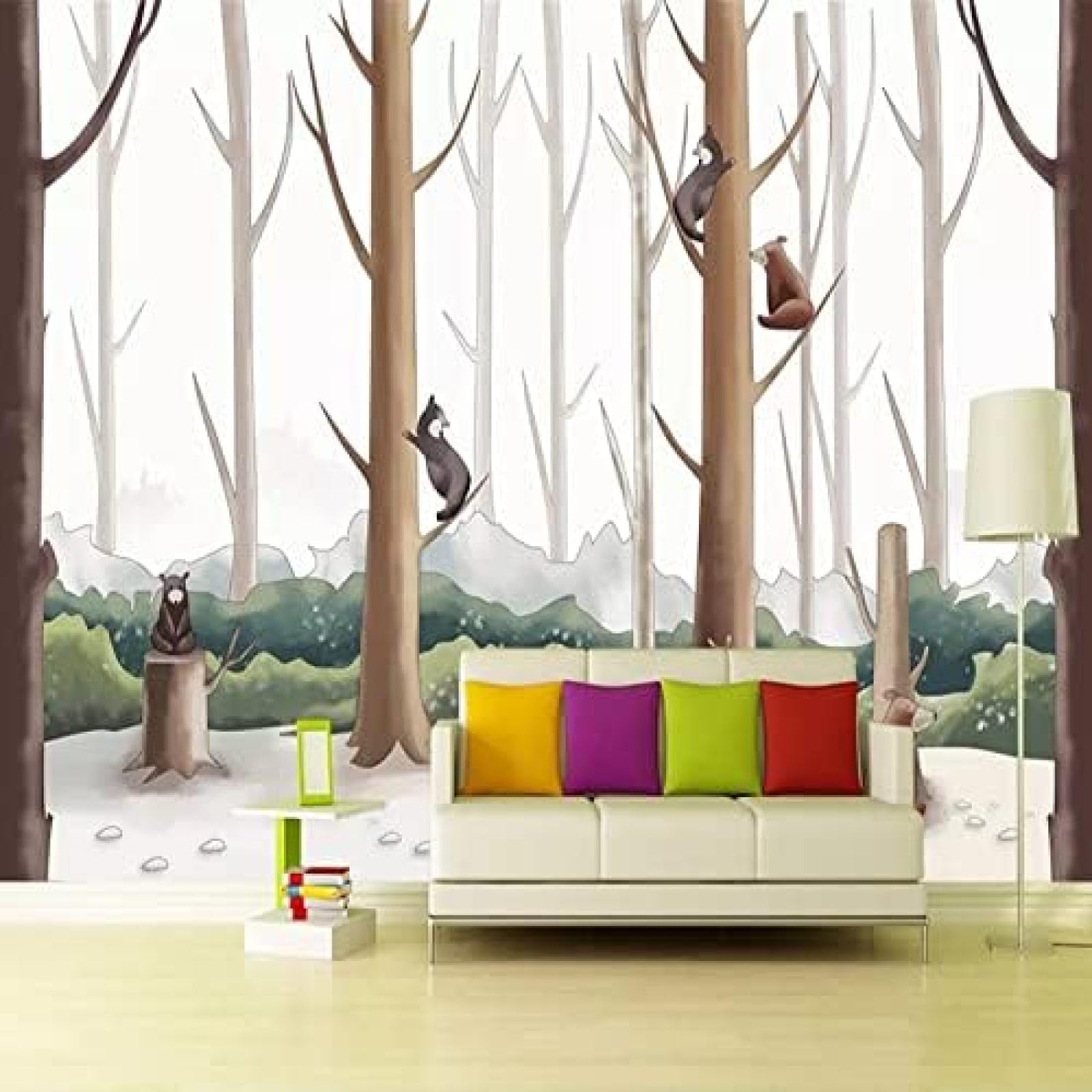 XLMING Cartoon Art Niedlicher Bär Kinder 3D Tapete Wohnzimmer Sofa Schlafzimmer Esszimmer Home Dekoration Wand-150cm×105cm