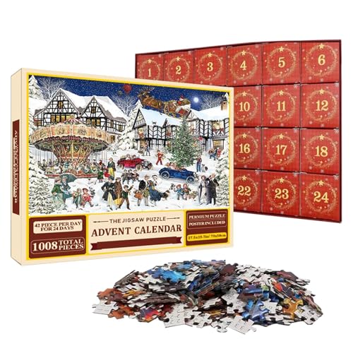 Puzzle des Adventskalenders 'Advent,Puzzle-Kalender 'Advent 2024 | Adventskalender für Kinder vielseitig einsetzbar, Adventskalender 'Weihnachts,Puzzle - Lustiger Kalender zum Countdown von