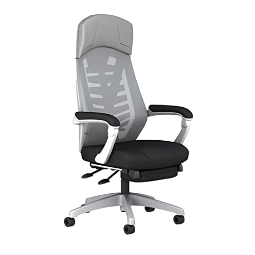 Bürostuhl Ergonomischer Ergonomischer Büro-Schreibtischstuhl, drehbarer Netz-PC-Stuhl mit Kopfstütze und Armlehnen, höhenverstellbar, bequemer Chefsessel mit hoher Rückenlehne und Fußhocker Schreibtis