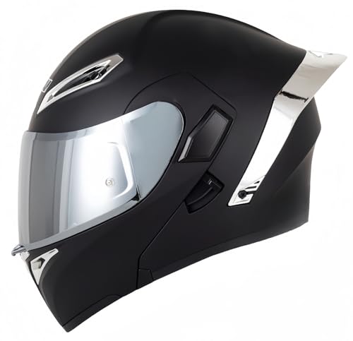 Modularer Motorradhelm, ECE-Geprüft, Hochklappbarer Motorradhelm Für Erwachsene Mit Doppelvisier Für Männer Und Frauen, Rollerhelm, Integralhelm, Doppeltes Antibeschlagvisier F,M57-58CM