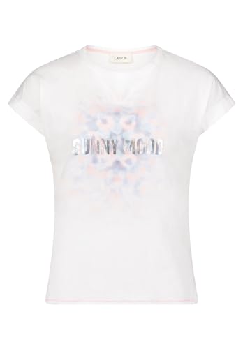 Cartoon Damen Printshirt mit Ärmelaufschlag Patch Cream/Rosé,46