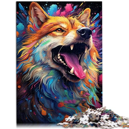 Spielgeschenk-Puzzle, exotischer bunter Deutscher Schäferhund, Puzzle für Erwachsene und Ren, 1000-teiliges Holzpuzzle, anspruchsvolles Spielgeschenk, 1000 Teile (50 x 75 cm)