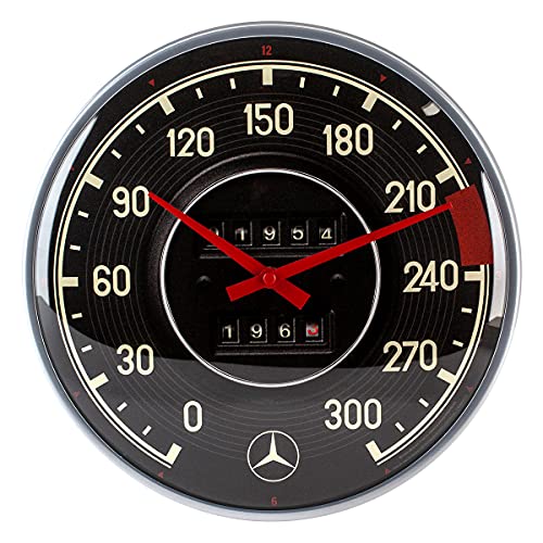 Nostalgic-Art Retro Wanduhr Mercedes-Benz – Tacho – Geschenk-Idee für Auto Accessoires Fans, Große Küchenuhr, Vintage-Design zur Dekoration, 31 cm