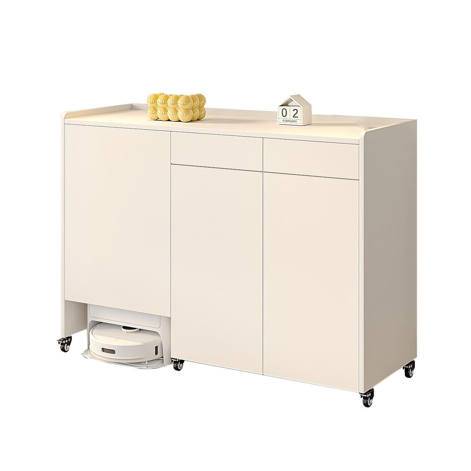 FUHAI-666 Mobiler Kehrroboter-Lagerschrank, Regal, Roboterschrank, Regalschrank, dreitüriger Doppelschubladen-Balkonschrank(150x45x100cm,Left Side)