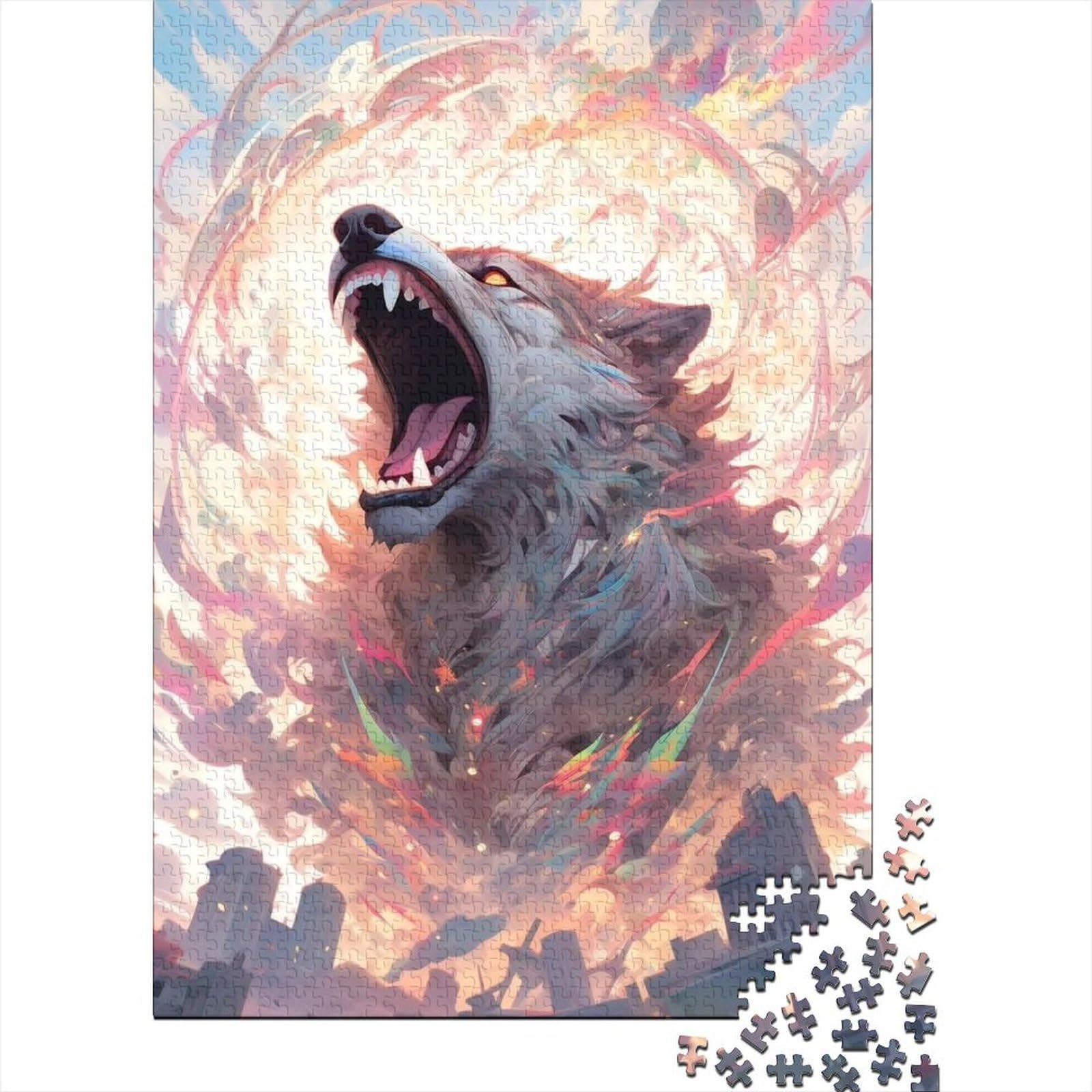 1000-teiliges Puzzle für Erwachsene, Wolfsgeist, Holzpuzzle für Erwachsene, Puzzle, Entspannungspuzzle, Spiele, Denksportaufgabe, 75 x 50 cm