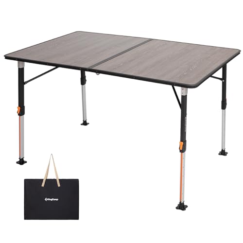 KingCamp Campingtisch klappbar höhenverstellbar Klapptisch 42~70cm mit Aluminiumrahmen für 4-6 Personen campingtisch faltbar belastbar bis 80kg,120x80cm