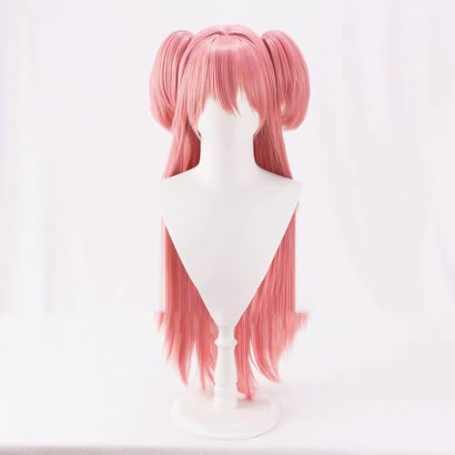 WCCNKK Anime Cosplay Project Sekai Colorful Stage Feat Momoi Airi Cosplay-Perücke, 80CM Rosa Langes Haar, Kostümparty, Anime-Show, Cosplay-Event, Geschenk Für Anime-Fans