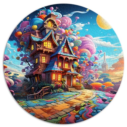 Puzzle Candycore Pastel House Art Puzzle für Erwachsene 1000 Teile 26,5x26,5 Zoll Lustige Puzzles als Geschenke für die ganze Familie und die