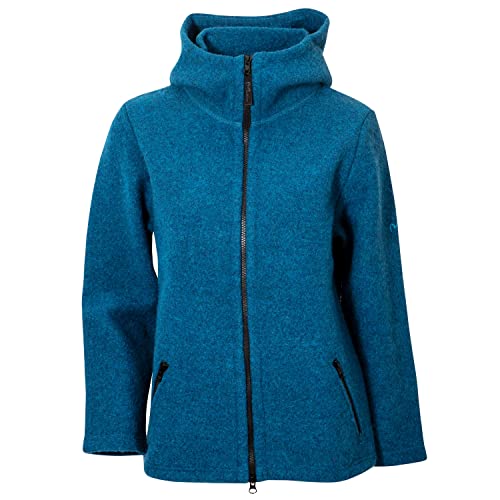 Mufflon Damen Wolljacke Mu- Nele W100 mit Kapuze sea Petrol - L