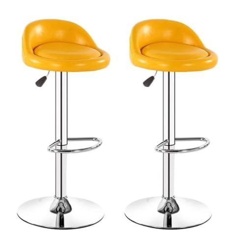 Barhocker Barstühle Barstuhl Drehbare Barhocker 2er-Set Barstühle Aus Leder Moderner, Einfacher Barstuhl Für Zuhause Heben Sie Die Rückenlehne Hoch Bar Stühle Barsessel(Yellow)