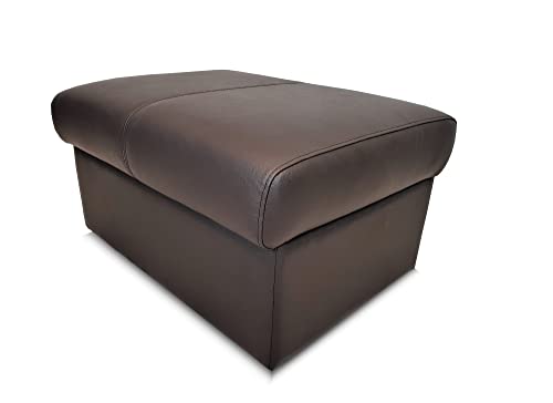 Dunkelbraunes Echtleder Hocker aufklappbar mit Stauraum Sitzhocker Rindsleder Sitzwürfel Fußhocker Polsterhocker Echt Leder Puff Model NT 2p Leder MDR Dark Brown (75 x 55 x H-40 cm)