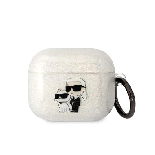 Karl Lagerfeld KLAP2HNKCTGT Hülle für AirPods Pro 2 transparent Gliter Karl&Choupette