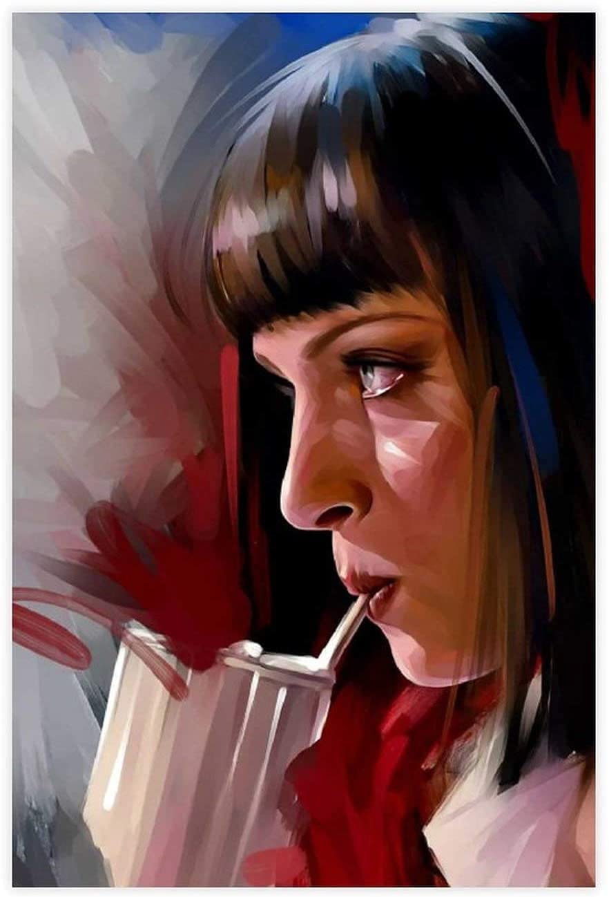 DIY Erwachsene Und Kinder Diamant Malerei Painting Kits Vollbohrer Pulp Fiction Mia Wallace Filmklassiker 5d Strass Bild Kristall Kunsthandwerk 15.7"x19.7"(40x50cm) Kein Rahmen