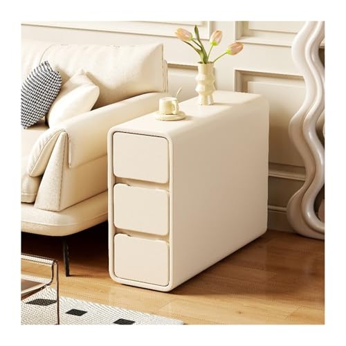 FUHAI-666 Ultraschmales Sofa-Sideboard, Beistelltisch, Aufbewahrungsschrank, Wohnzimmer-Seitenschrank, modernes, Schlichtes Sofa neben leichtem Luxusschrank(Beige)