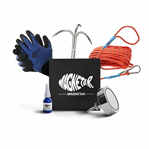 Magnetar - Vismagneet Set - 400kg Magneet - Pakket inclusief Haak/Touw/Handschoenen/Borglijm - Perfecte Kit voor Magneetvissen…