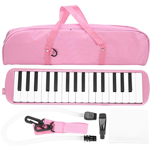 Melodica 32 Piano Keys Klavierinstrument mit Aufbewahrungstasche für Anfänger Studenten Musikliebhaber Windmusikinstrument(Rosa)