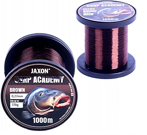 Karpfenschnur Angelschnur Jaxon CARP Academy 1000m Spule 0,25-0,35mm Feederschnur Karpfen Monofile (1000m/0,27mm/15kg), Braun