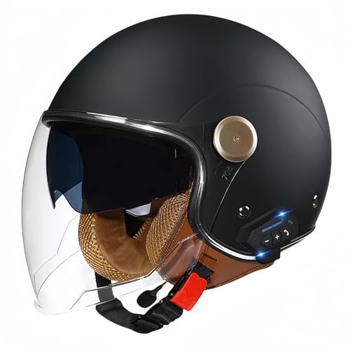 Motorradhelm, Offener Halbhelm Mit Sonnenblende, Retro-Vintage-Stil, Motorradhelm Für Jugendliche, Männer Und Frauen, DOT/ECE-Geprüft D,XL61-62CM