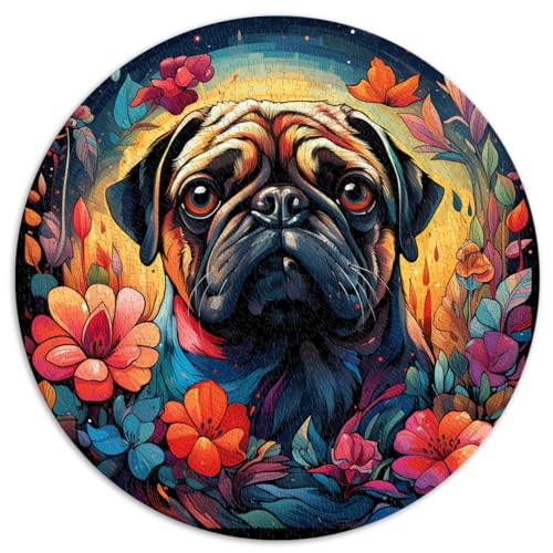 Puzzle Geschenk Mops Hund 1000 Teile für Erwachsene Schwierige Puzzles 67,5x67,5cm Lernspielzeug Familienspiel für und