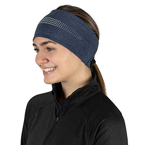 TrailHeads Ponytail Stirnband – Adrenaline Serie | Damen Running Stirnband mit reflektierenden Akzenten – Heather Navy/Reflective