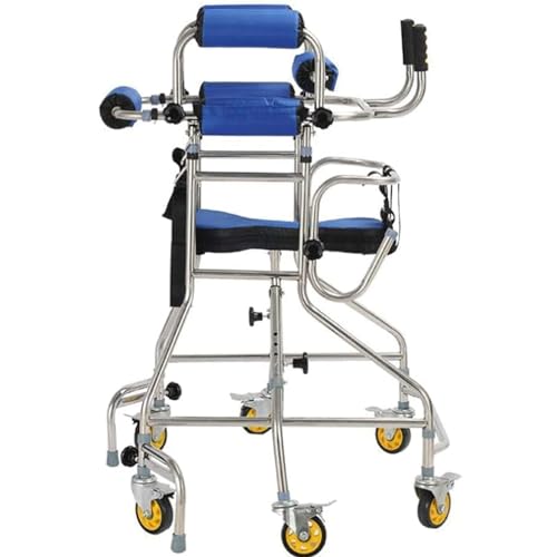 Klappbarer Gehhilfe für Senioren, Aufrechter Rollator für Senioren, Gepolsterte Armlehne und Rückenlehne, Rehabilitationstraining für Zerebralparese, Rückfall mit Verteidigung