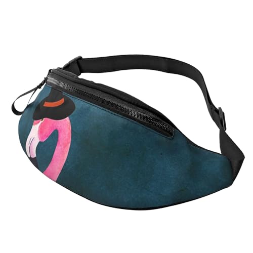 HSJFS Modische Hüfttasche mit buntem Fußballdruck, verstellbare Hüfttasche, lässige Brusttasche, Halloween Flamingo Hexenhut, Einheitsgröße