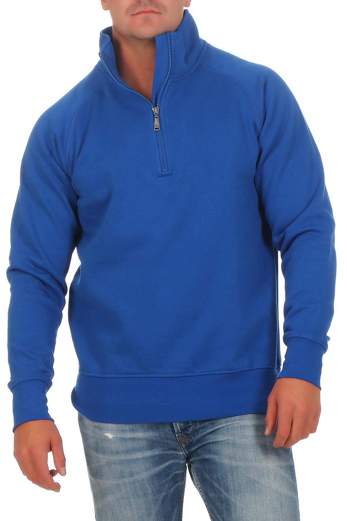 Happy Clothing Herren Pullover halber Reißverschluss ohne Kapuze, Größe:5XL, Farbe:Blau