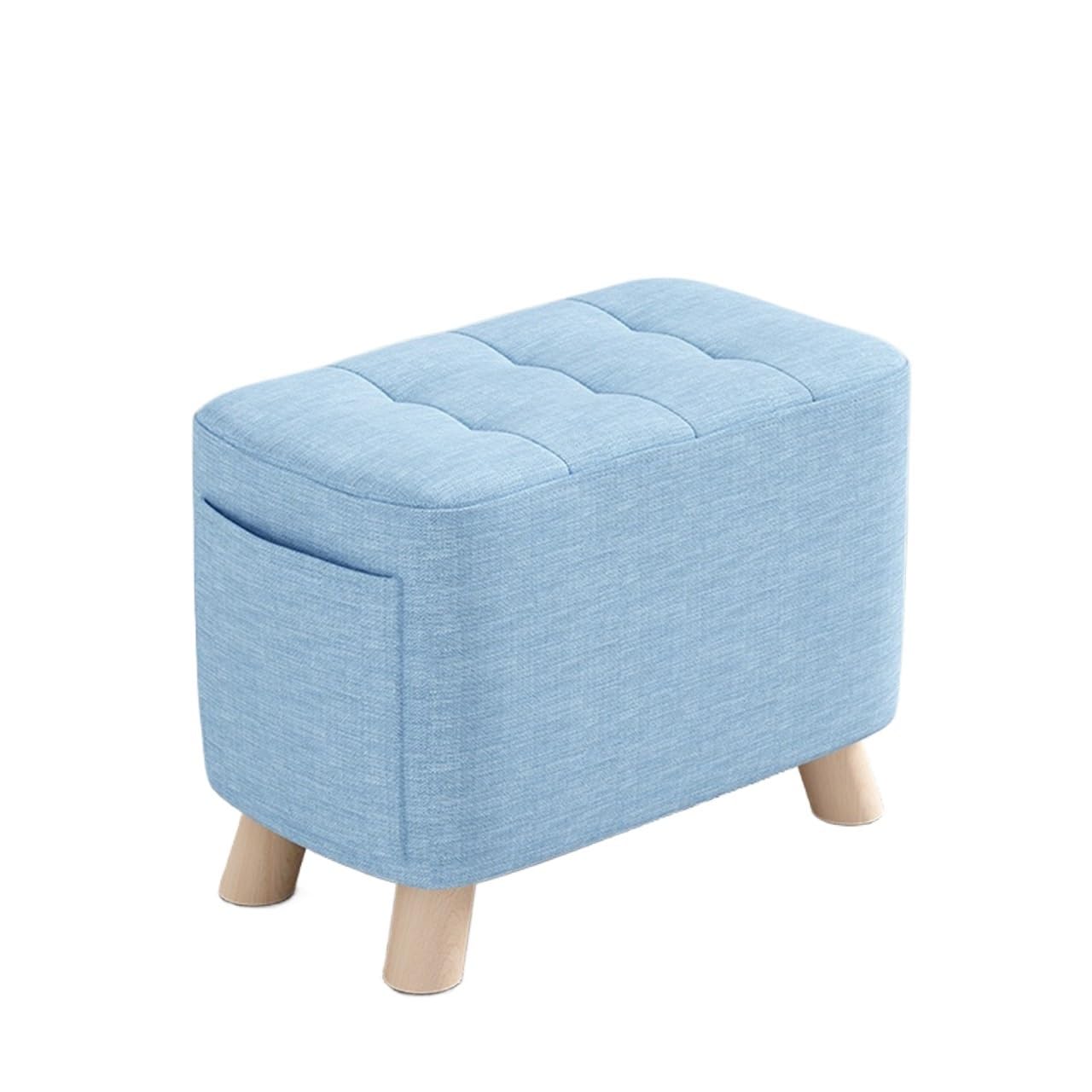 FUHAI-666 Schuhregal Einfache Kleine Hocker Hause Eingang Tür Schuhe Hocker Wohnzimmer Sofa Hocker Fußhocker Hohe Hocker Stuhl Massivholz Bank Schuhrschrank(Blue)