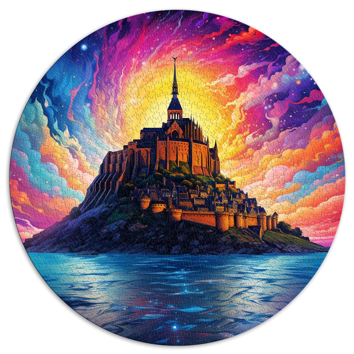 Puzzle für Mont Saint Michel, Puzzle 1000 Teile für Erwachsene, 26,5 x 26,5 Zoll, Puzzle, Mitmachspiel, Familiendekoration