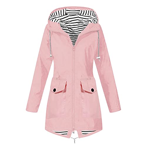 WANGTIANXUE Regenjacke Damen Gutschein wasserdichte Softshelljacke Outdoorjacke Atmungsaktive Packbare Übergangsjacke Leichte Jacke mit Kapuze für Frühlings Herbst zum Wandern Trekking Fahrrad