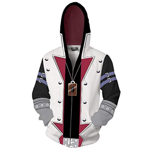 QYIFIRST Unisex Anime 3D Druck Kapuzenpullover Seto Kaiba Reißverschluss Sweatjacke Weiß L (Brustumfang 110cm)