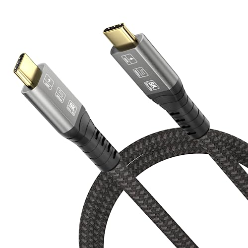 CableDeconn USB4 5K Cable M/M USB-C Compatible with TB 3 5K/4K 60Hz Video 40Gbps Data Transmissions Rate 20V 5A 100W Power Delivery 3in1 USB-C Cable for Monitors External SSD eGPU 1.2m (1.8m)