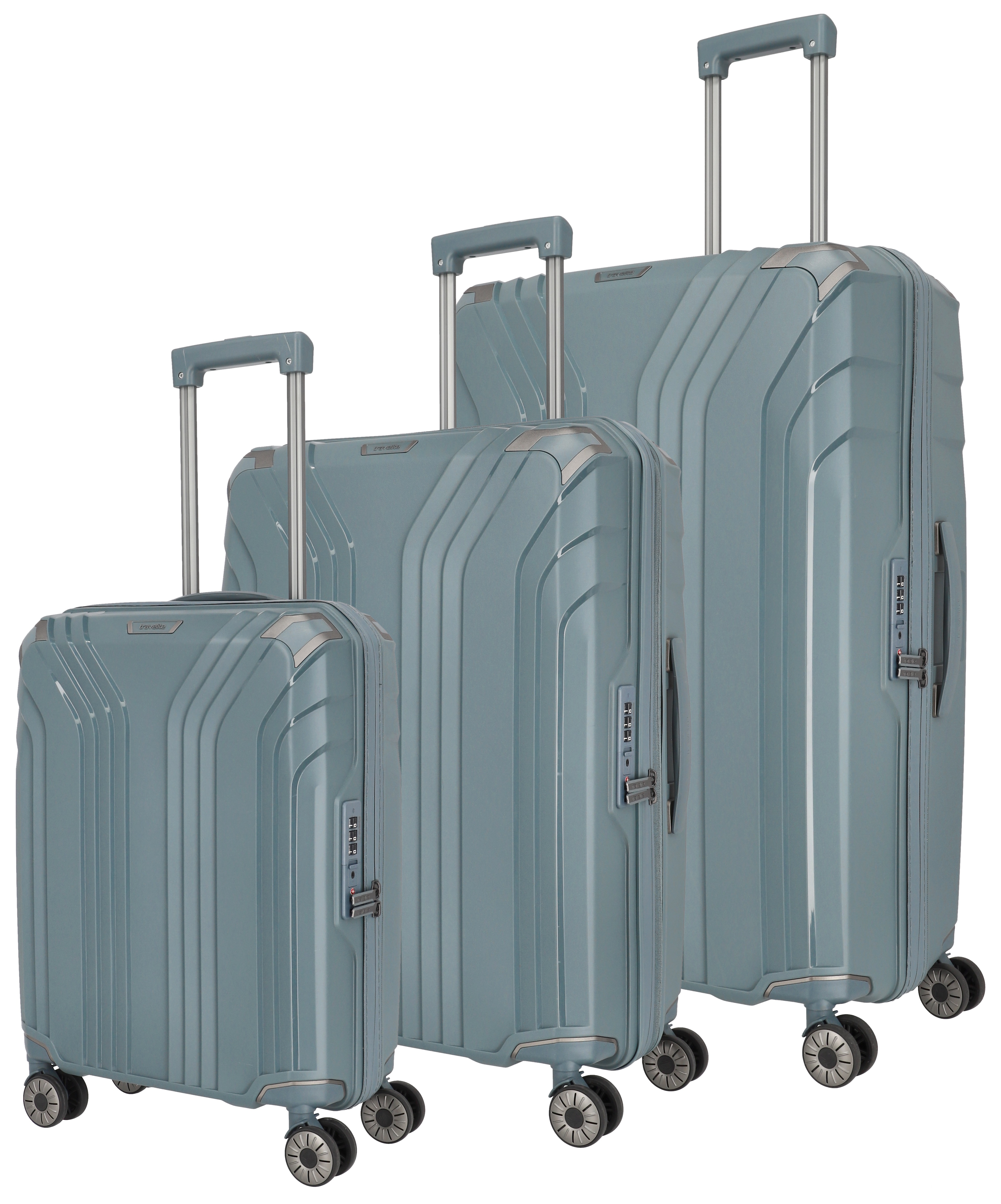 ELVAA Koffer Set, Marke Travelit, Blue/Grey S/M/L Unisex, Blau/grau, LÄSSIG