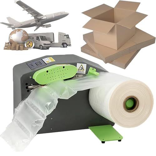 ROGHA Luftkissenmaschine, vollautomatische Luftblasenmaschine, Beutelverpackung, Luftkissen-Aufblasgerät, Luftkissenfolienmaschine, 200 W, Luftpolsterverpackungsfolienmaschine